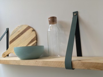 Leren plankdragers zeegrijs