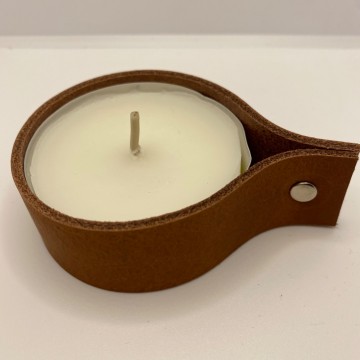 leren waxinelichthouder XL