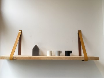 Leren plankdragers okergeel