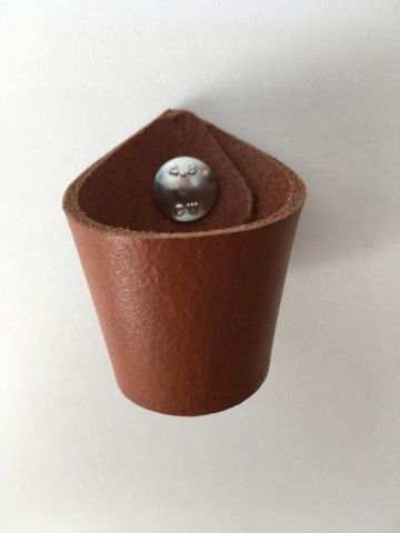 Leren knop Cognac 3x14 5