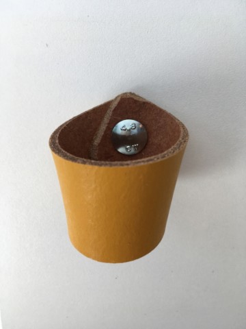 Leren knop Herfst geel 3x14 5