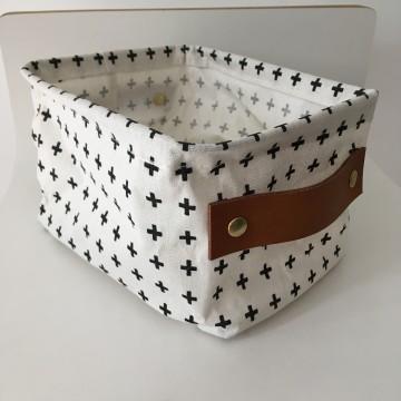 Commode Mandje Plusjes Leren handgrepen