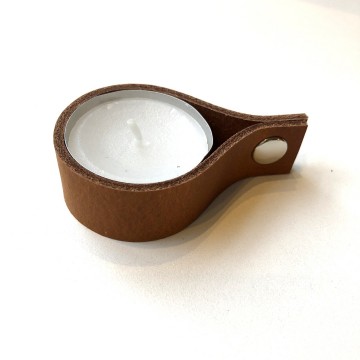 leren waxinelichtje houder