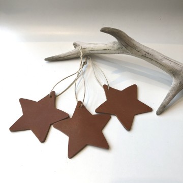 Leren kerst ster cognac