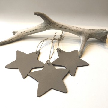 Leren kerst ster taupe