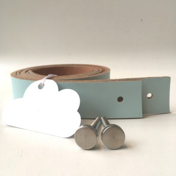 Leren plankdragers Lucht Blauw 5