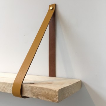 Leren plankdrager Herfst Geel