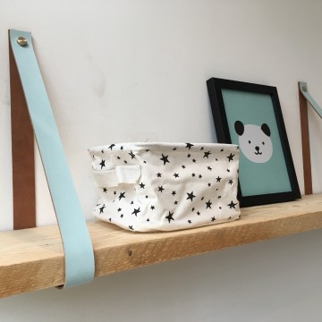 Leren plankdragers Lucht Blauw 4