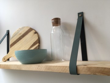 Leren plankdragers zeegrijs