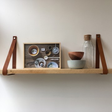 Leren plankdragers Cognac