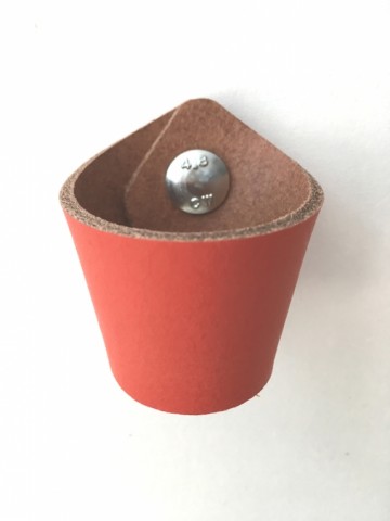 Leren Knop Koraal rood 3x14 5