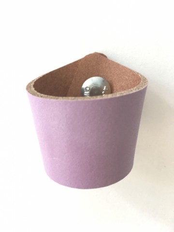 Leren knop Krokus lila 3x14 5