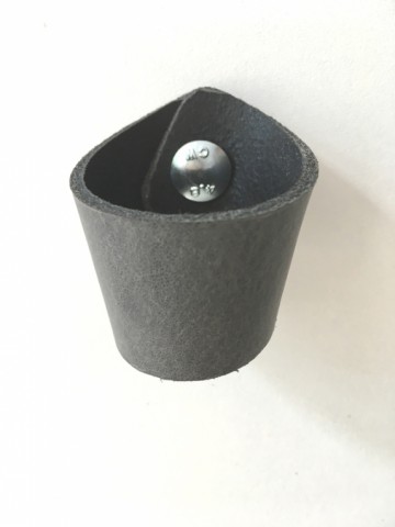 Leren knop Leisteen grijs 3x14 5