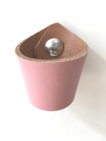 Leren knop Schelp oud roze 3x14 5