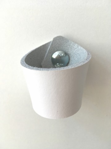 Leren knop Sneeuw wit 3x14 5