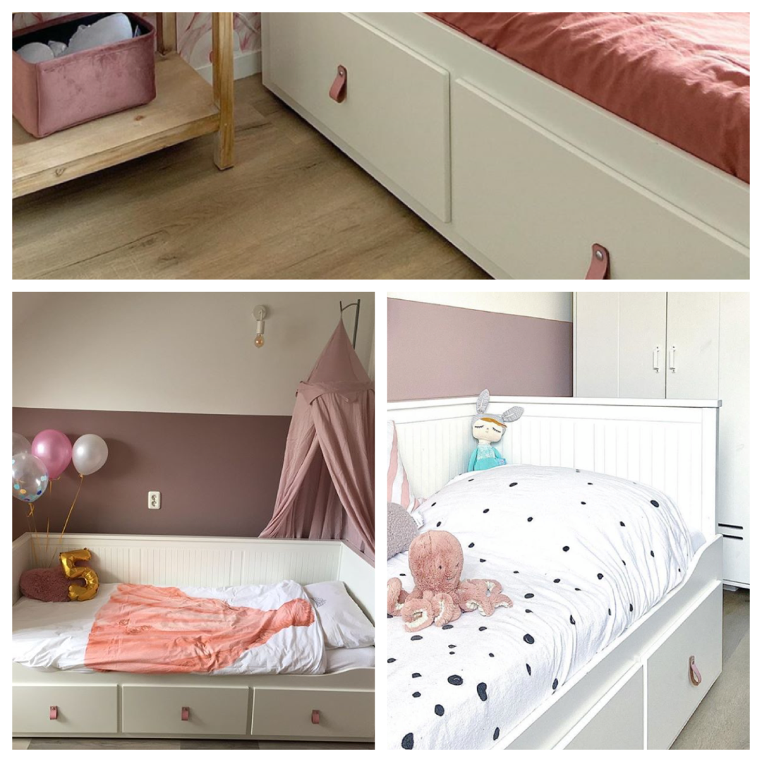 Ikea Hack Hemnes Bed - Wolkedewietje leren handgrepen v.a. | leren plankdragers